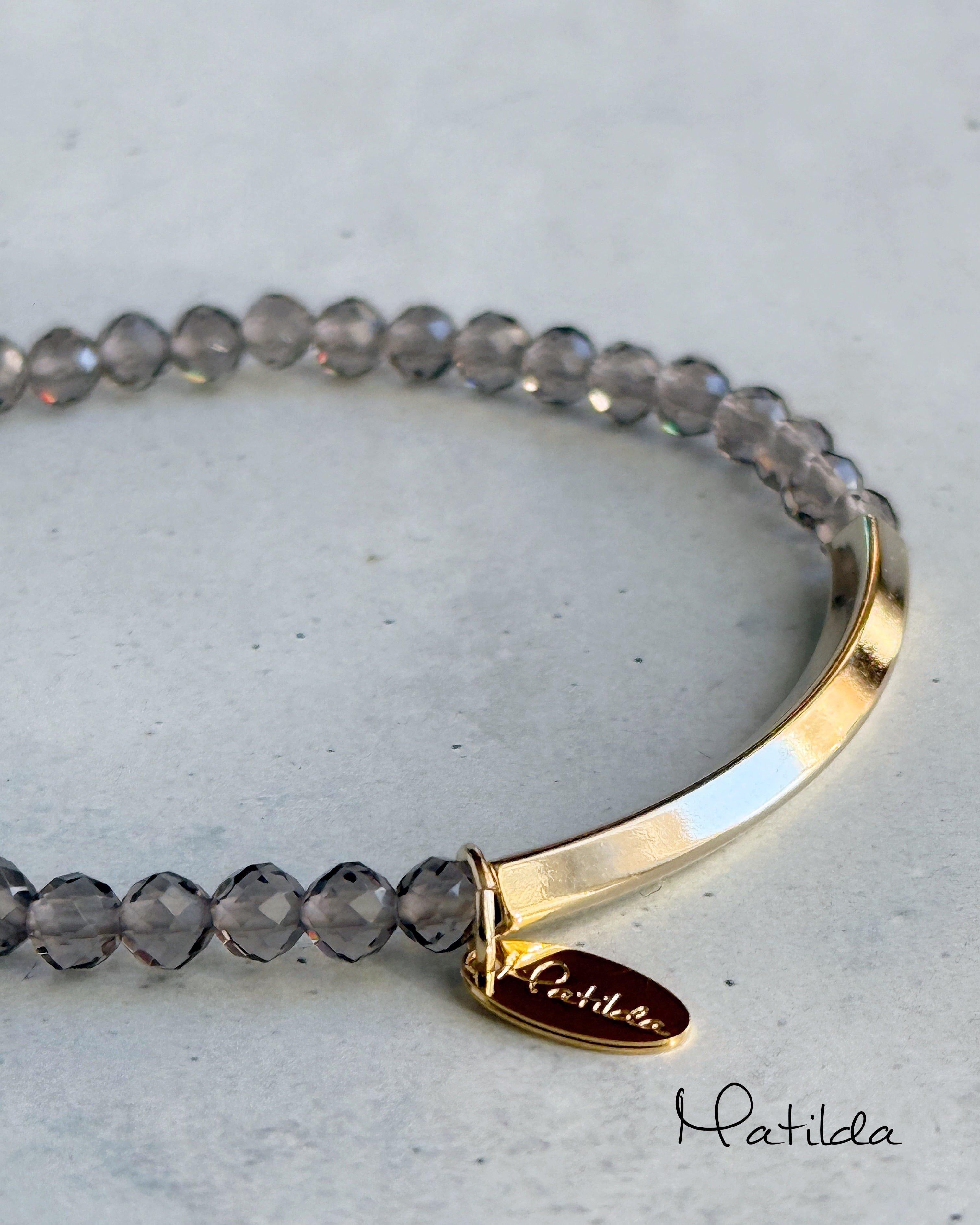 【再販】Tube & stone bracelet(アイスオブシディアン)