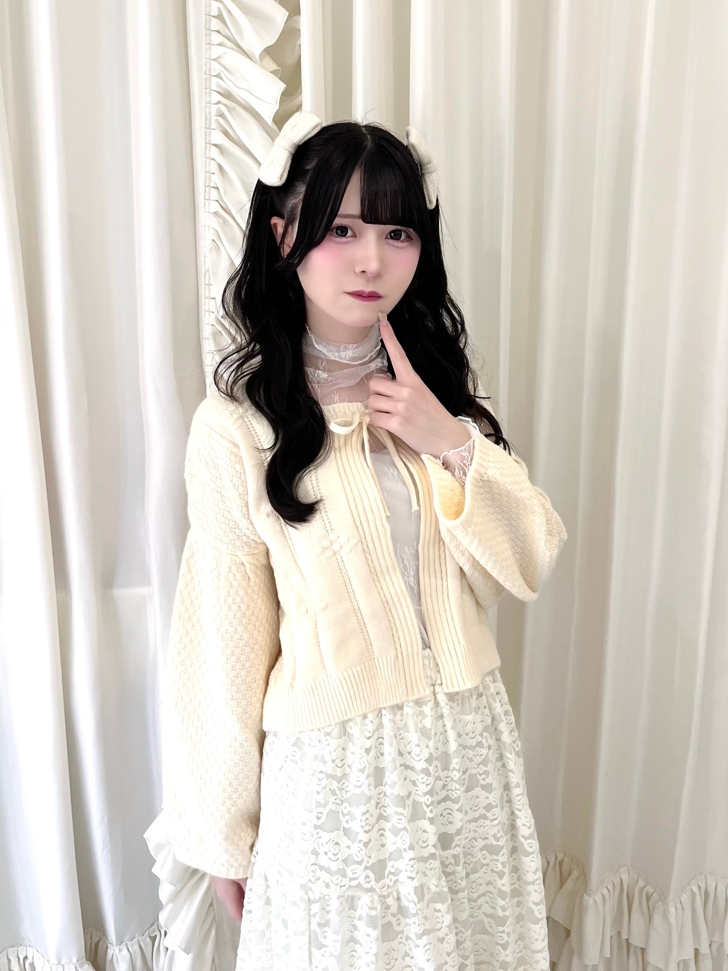 【LAST2】rose velour lace skirt