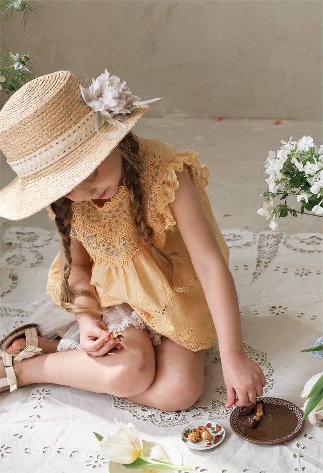 ※お洋服と同梱限定※【5/9〆予約】<flo>  Mitchell flower straw Hat