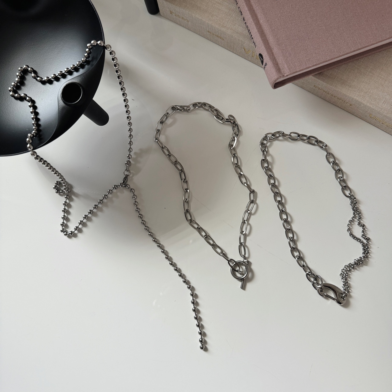 free adjust ball chain necklace/silver