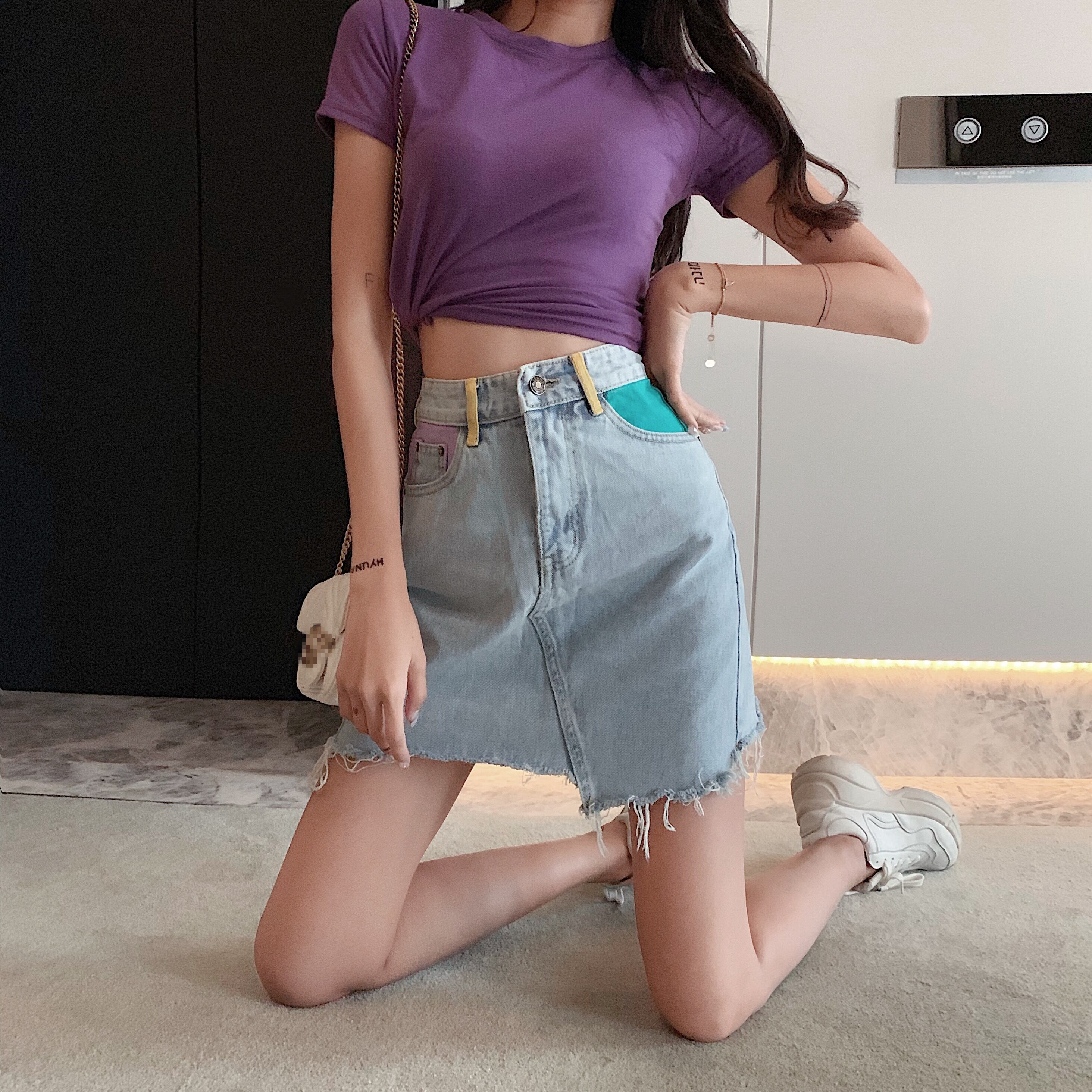 2020年春新香港フレーバー丁寧なマシンポケットイレギュラーフリンジデニムスカートメスショートスカート 1号婦人38811898854