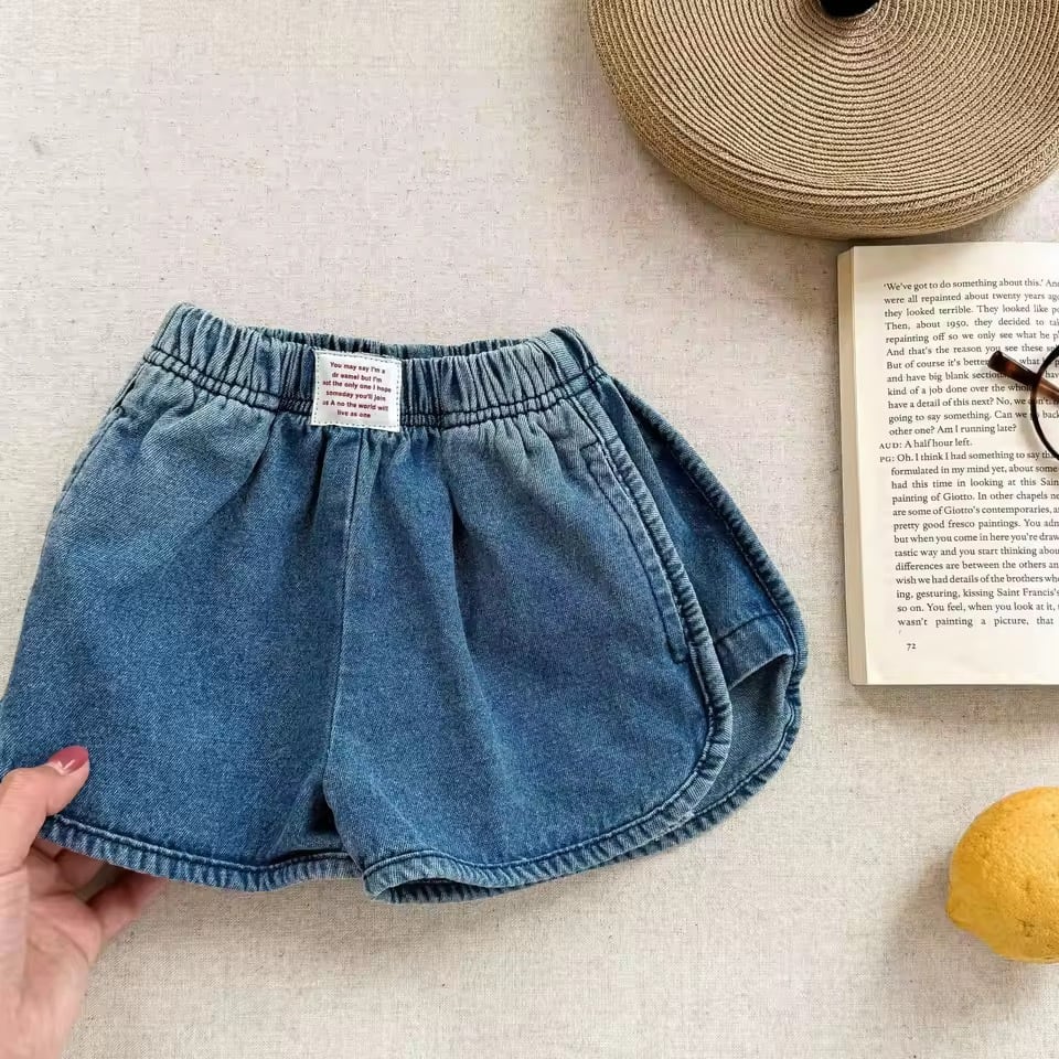 フロントタグデニムショートパンツ