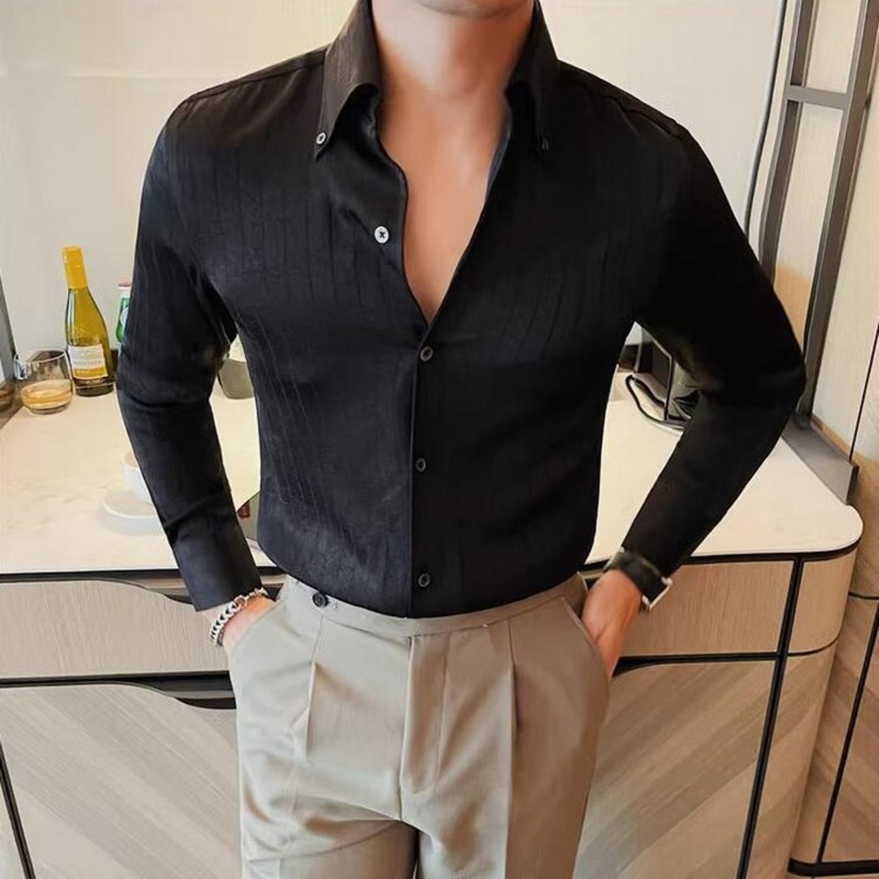 slim formal shirt tops 00167