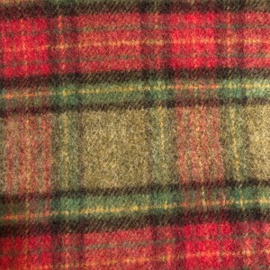 Khaki×red check wool muffler
