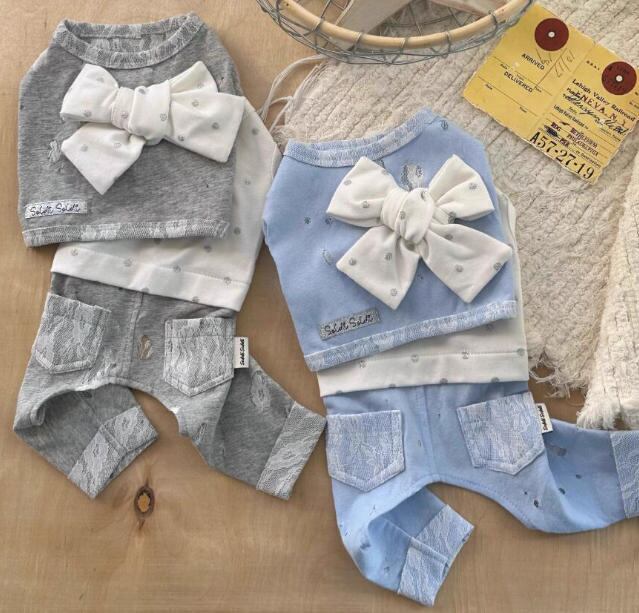 〖予約〗2101897 セットアップ リボンxドットロンパース