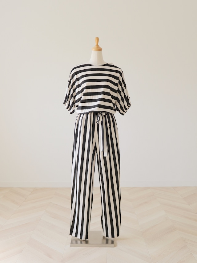 ●striped design jersey jumpsuits