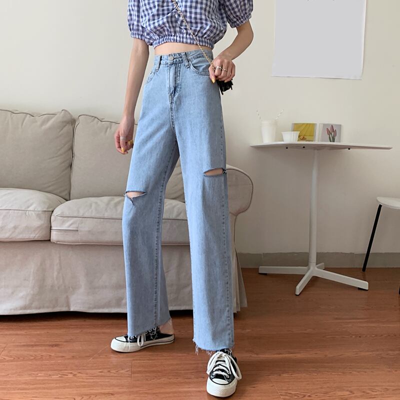 ジーンズ ルーズスプリングオータムハイウェストウェストパンツ スタイル 春物 秋物 試着室76060673087