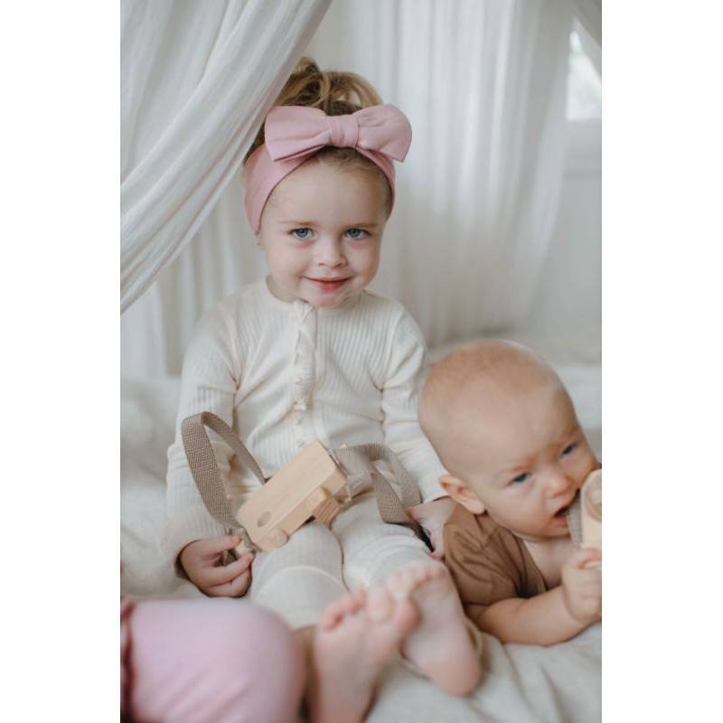 Boho baby/Long sleeve &Classic bow SET 1Y/Pearl×Pistachio 長袖ロンパ&リボンセット