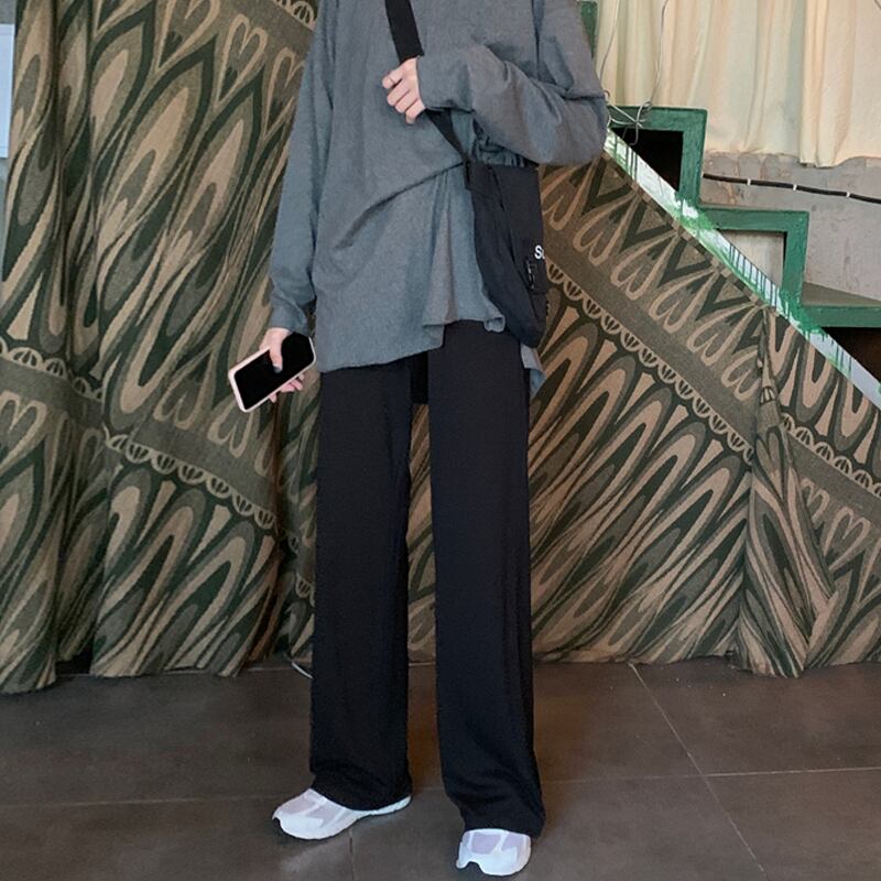 ブラックハイウェストカジュアルパンツ レディーススプリングオータムグレールーズ 春物 秋物 スーパーモール83052490882