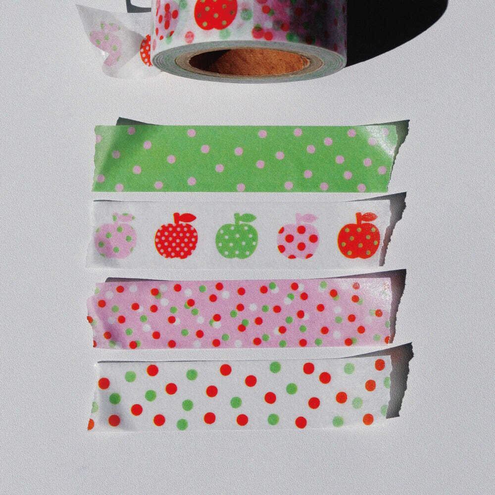海外の個人作家さんのマスキングテープ fruit fries】マスキングテープ Apple Dotty Patterns | 韓国文具