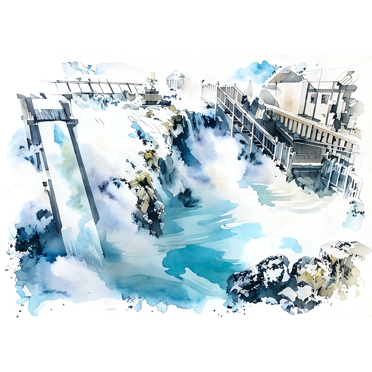 絵画風景画 絵画(風景画) 日本 群馬県 草津温泉 インテリアアート額付き 水彩画