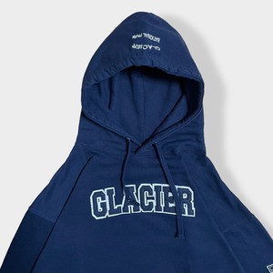 【Renegade Club】グレイシャー国立公園  GLACIER NATIONAL PARK 刺繍ロゴ 袖ロゴ スウェット パーカー フーディー プルオーバー XL ビッグシルエット us古着