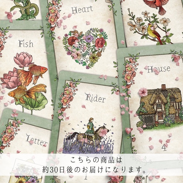 FLORANEUM LENORMAND DECK ◆ ふわっとアンティークグリーンな 花咲くルノルマン