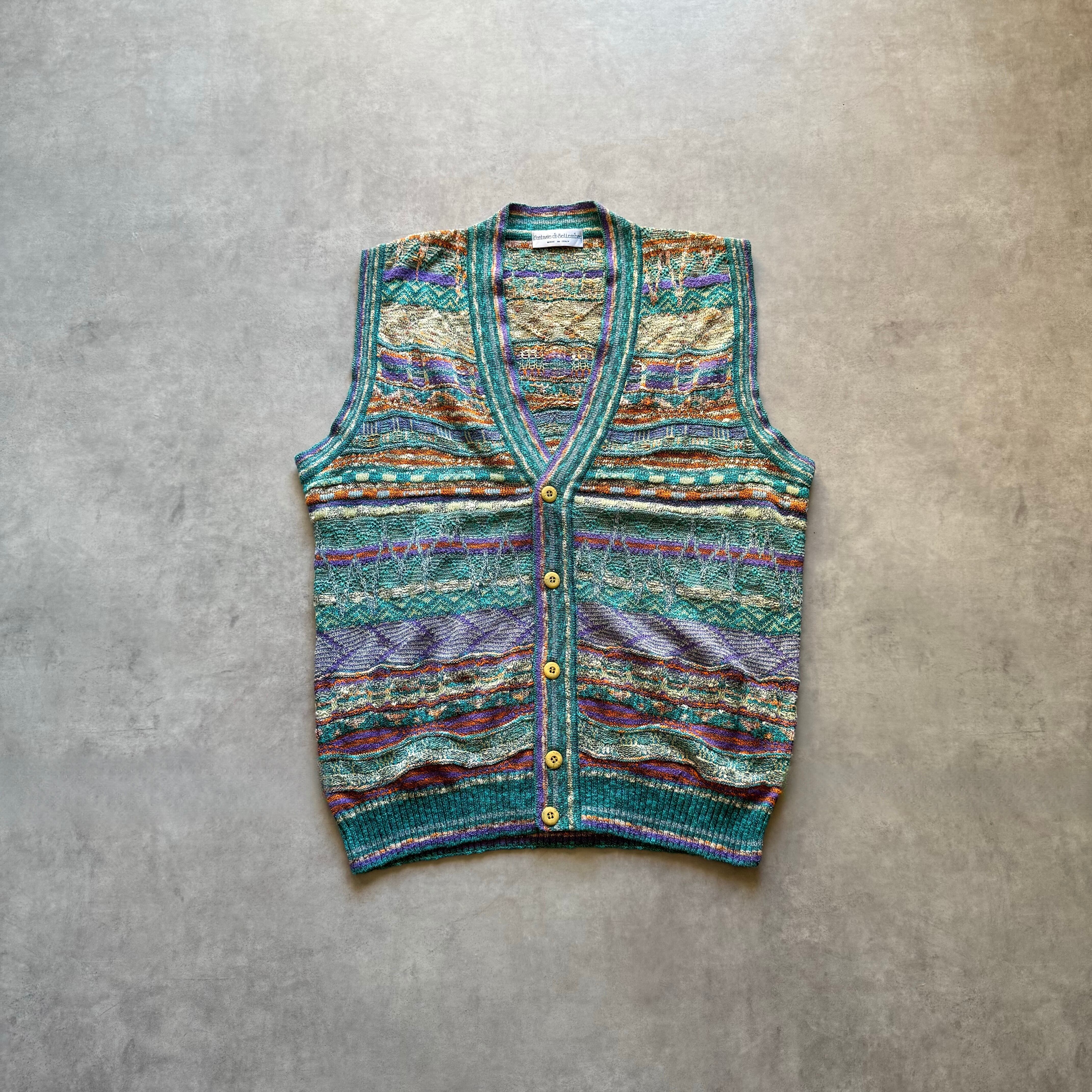 90's Fantasie di Settembre Italy earth color 3D Knit Vest
