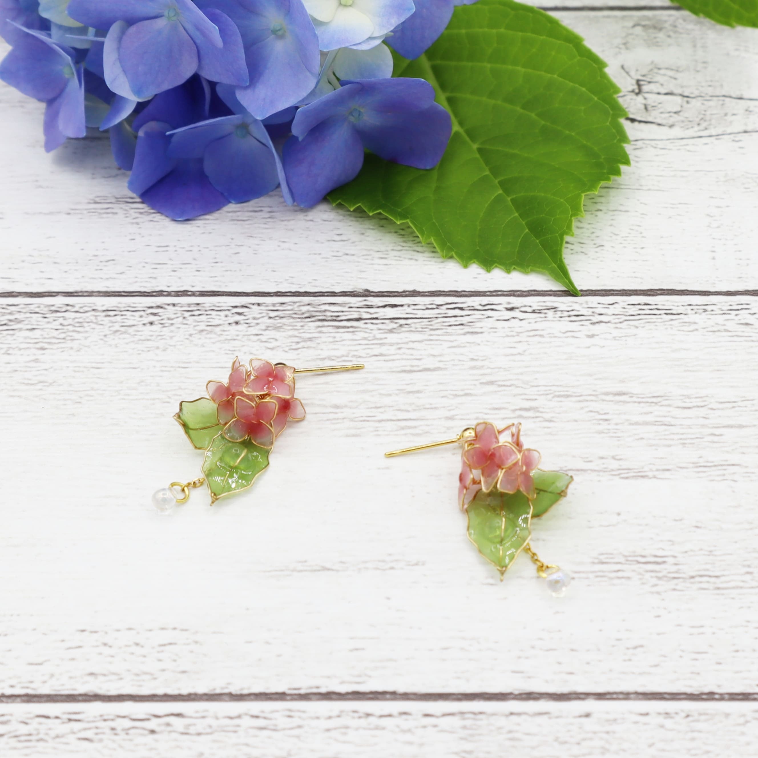 紫陽花ピアス（pink）