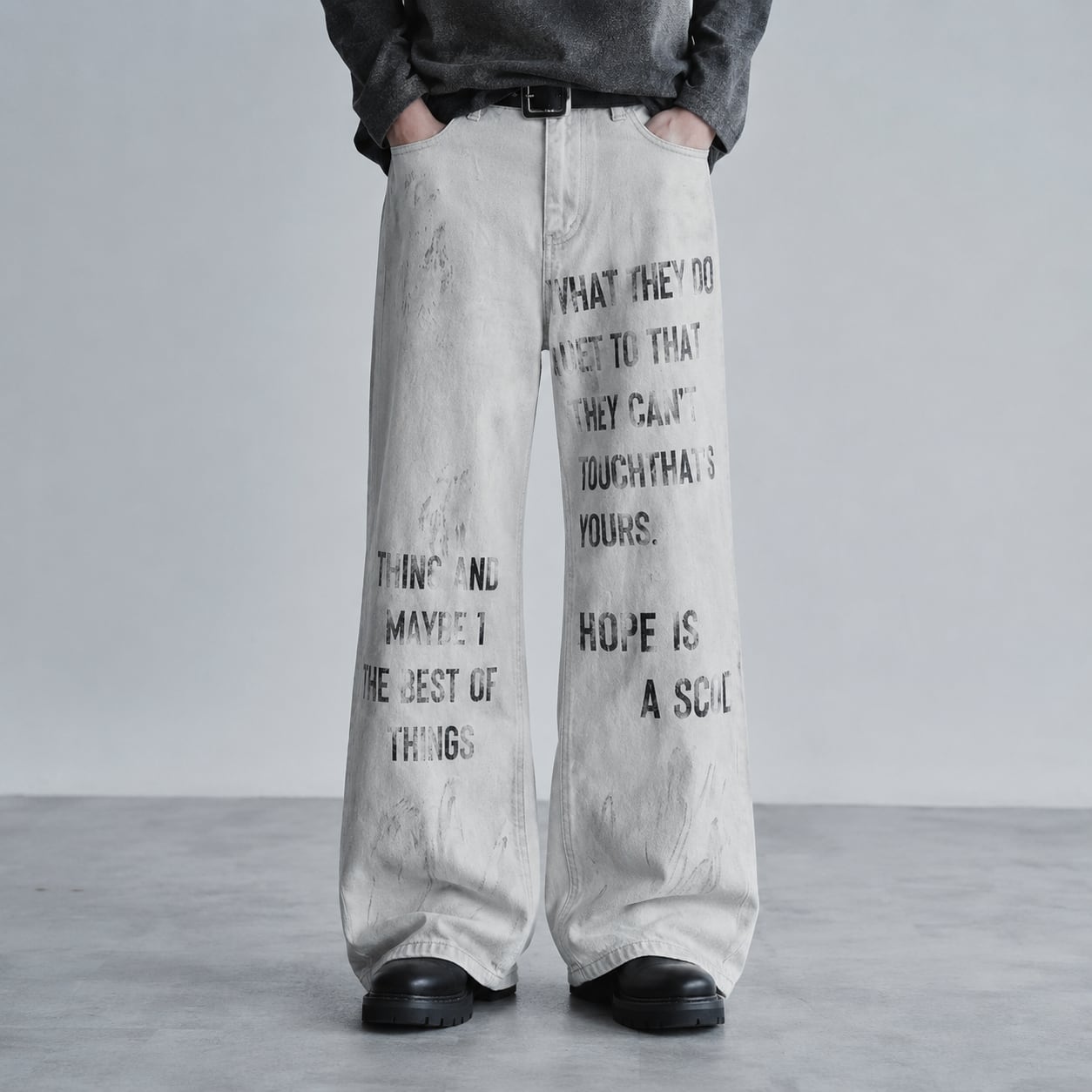 Letter dirty denim pants 0013