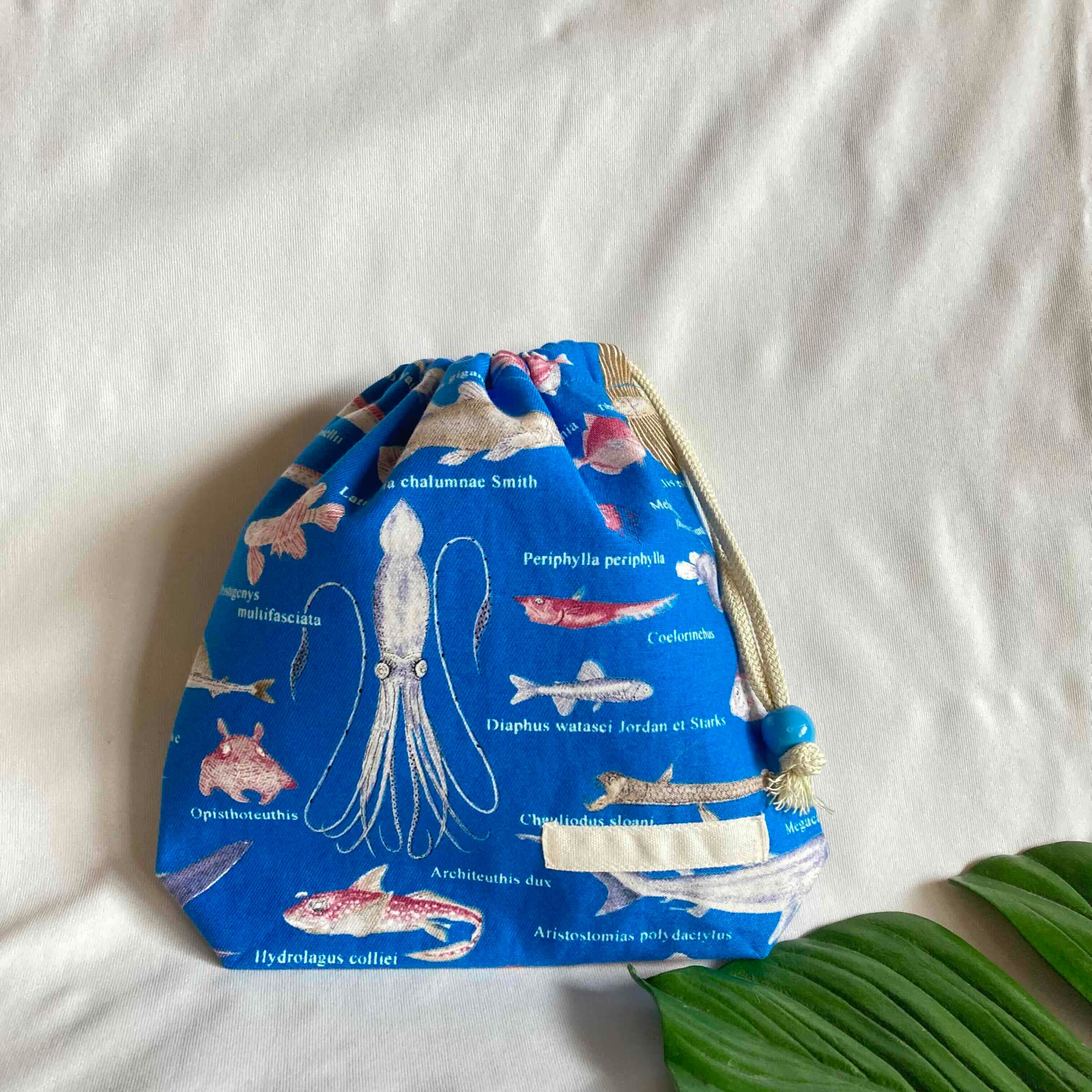 39nmpS 深海魚 ハンドメイド 入学 入園 オーダー オーダーOK】入園入学給食袋コップ入れ巾着82深海生物深海魚海の生き物