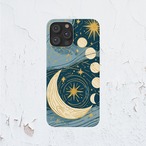 受注生産 iPhoneケース 三日月と月相のブルー星図｜星図アート STAR037A