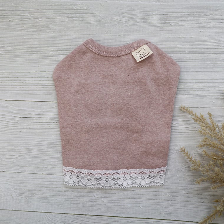 mellow lace t-shirt S ~ XL 3color  /  犬服 秋冬 Tシャツ 重ね着 長袖 部屋着 抜け毛対策 無地 シンプル ストレッチ 可愛い 犬の服 ドッグウェア 小型犬 中型犬