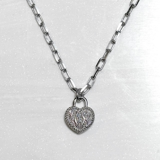 SILVER925  CABLE KNIT HEART NECKLACE