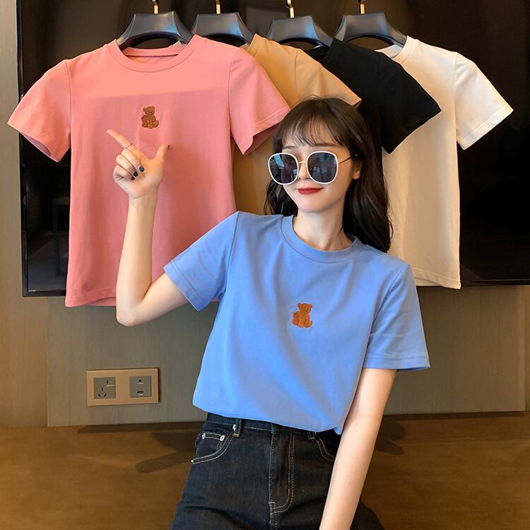 ブルーTシャツ サマールーズ薄手ジーンズ トップス 大人ガーリー スウィート キュート カジュアル 夏物 YY-ファッション18235344917