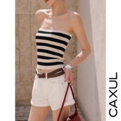 Striped Knit Bare Top