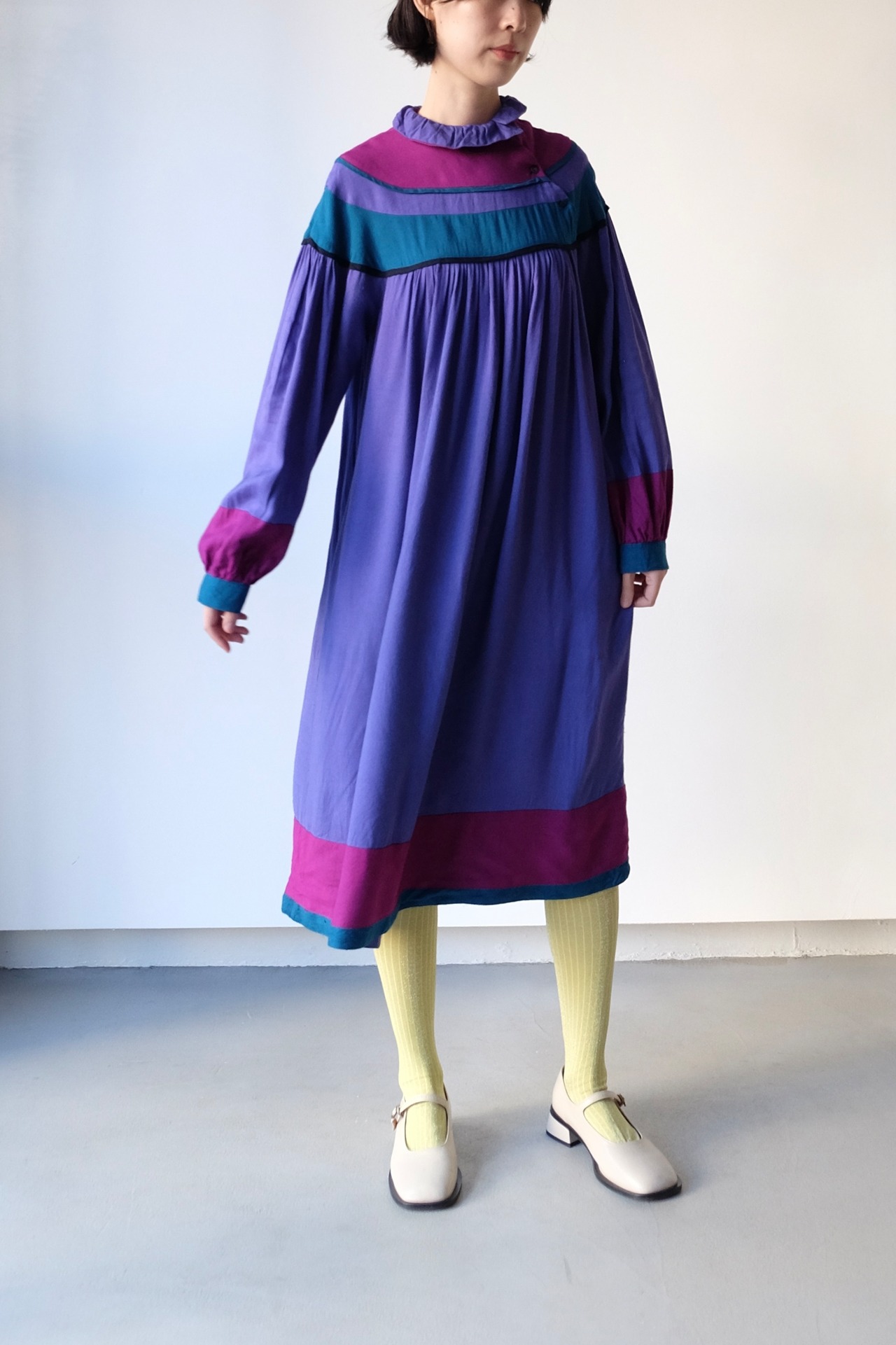 Rene Derhy violet color blocking dress