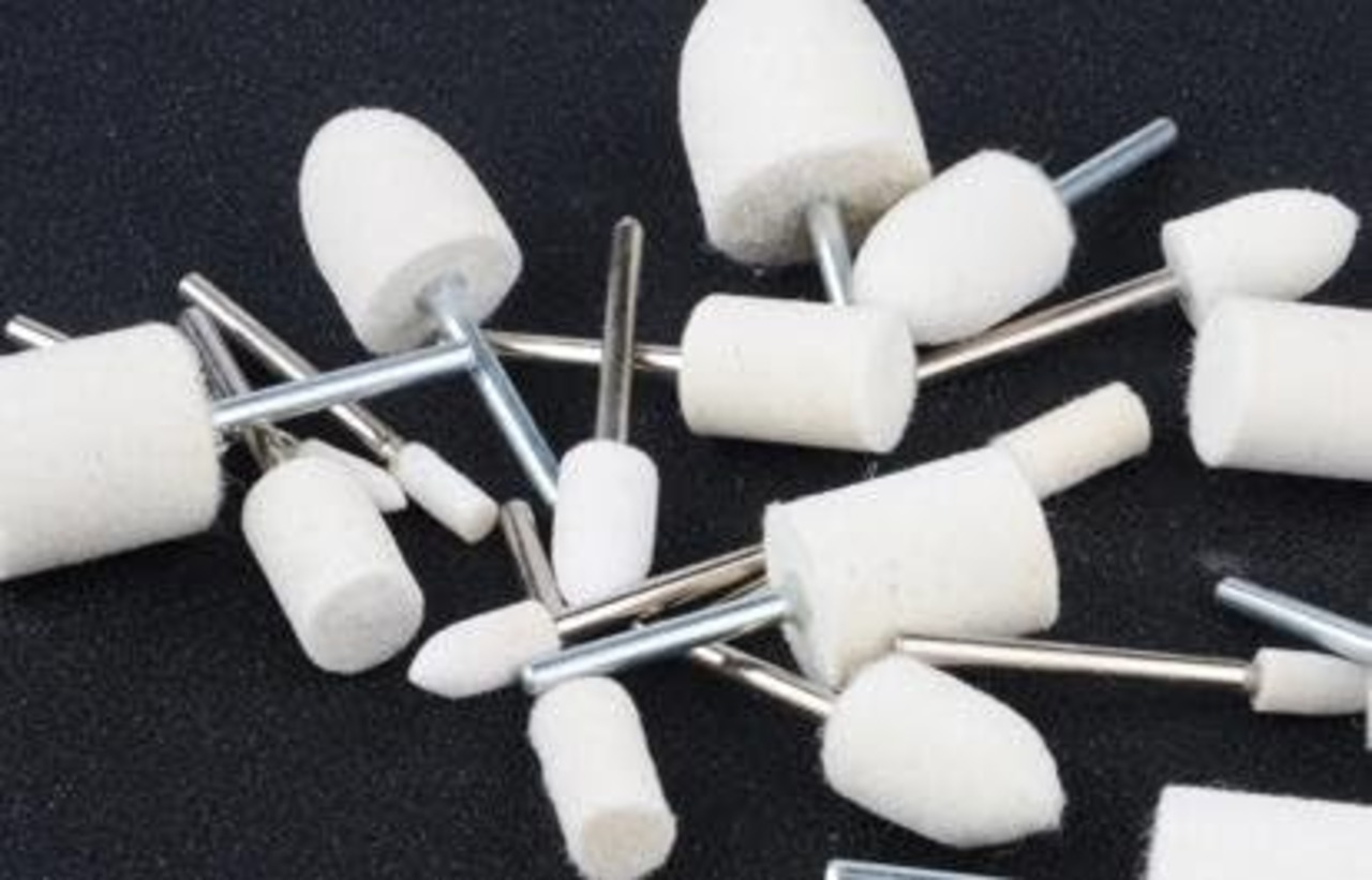 羊毛 フェルト バフ 3mm 軸 ウールバフ 鏡面 研磨 や 金属 磨き 仕上げ 円筒 砲弾 型 ２４本 セット