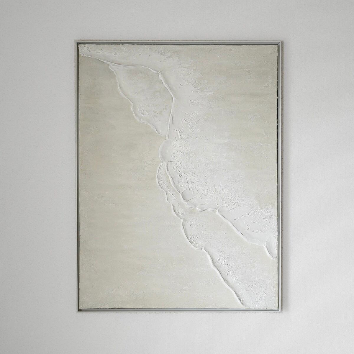 【Beach -soak-】80×60cm 海の絵 グレージュ
