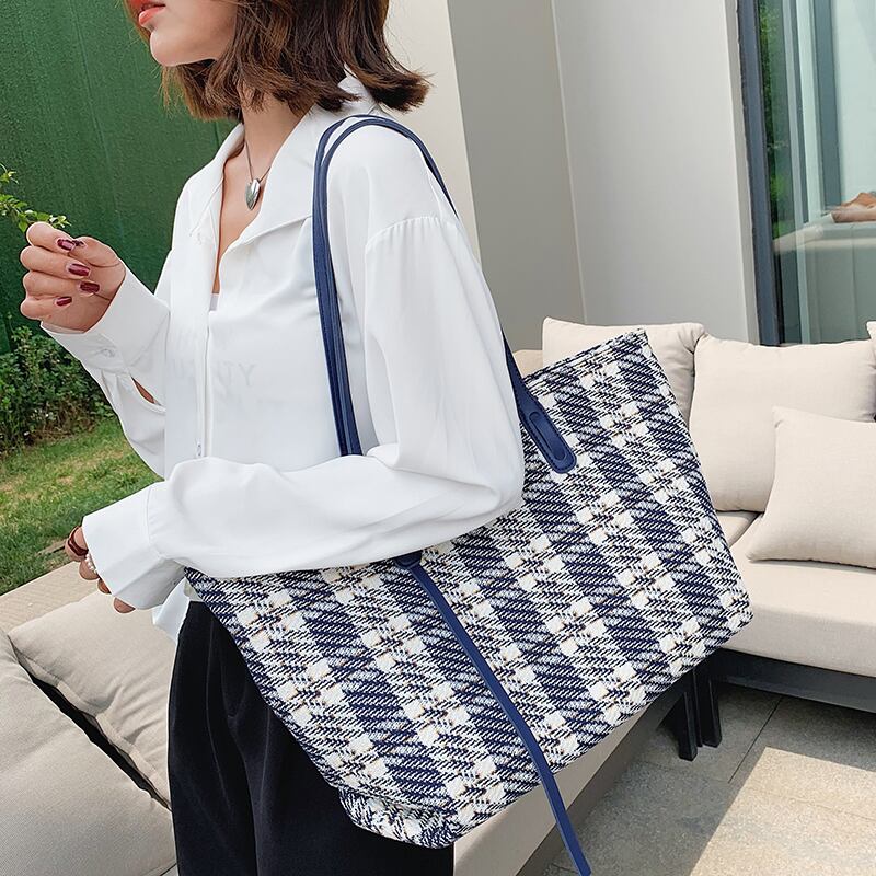サマー格子柄シングル 夏物 トートバッグ Tiancai_Wing_Bag65107838532