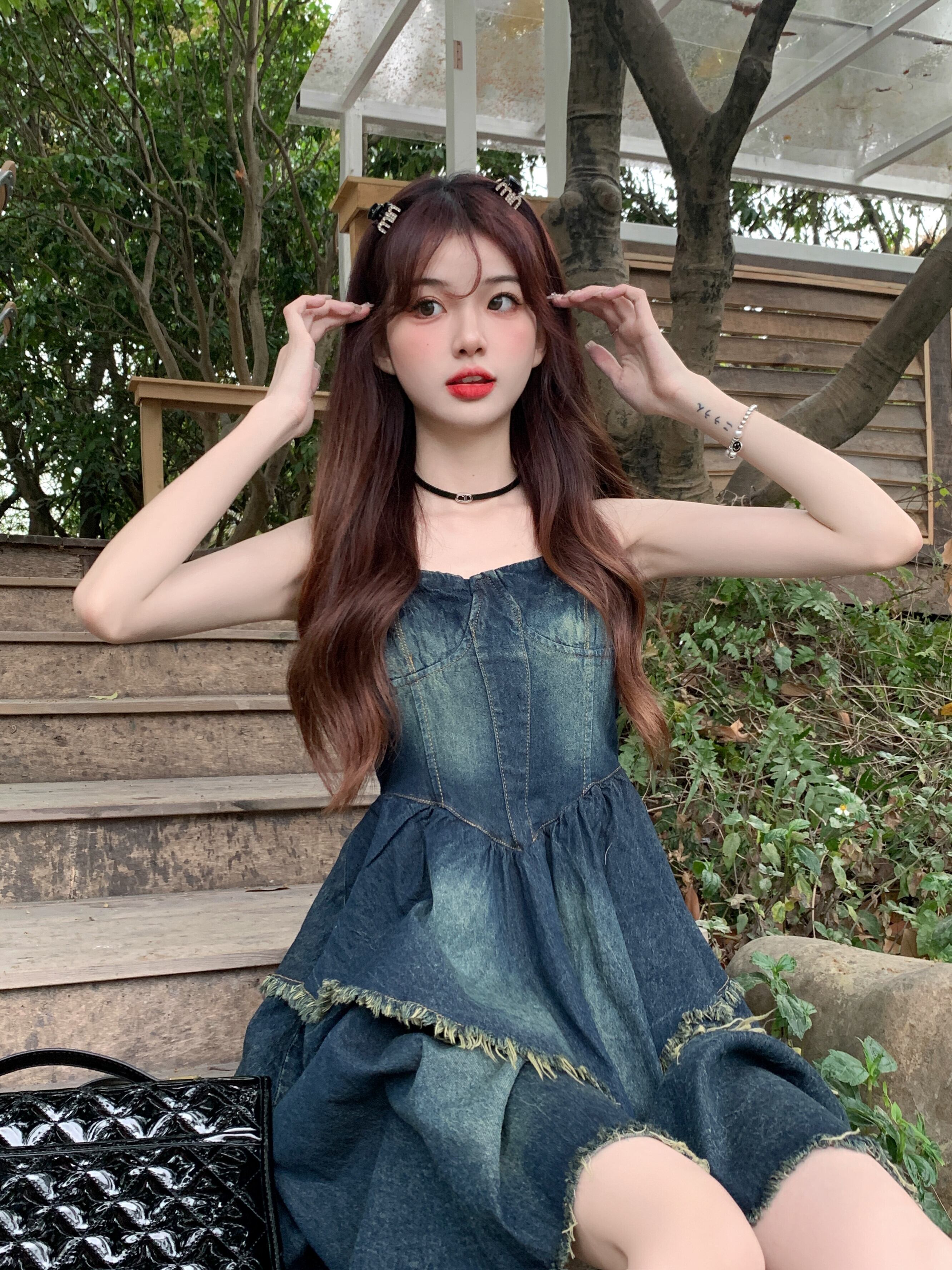 ワンピース キャミソール ミディアム丈 膝上 イレギュラーヘム カット