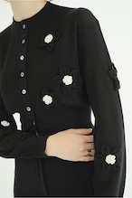 CLANE FLOWER MOTIF KNIT CARDIGAN