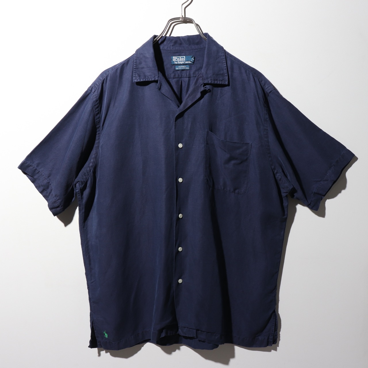 極美品 L ネイビー caldwell 半袖開襟シャツ polo ralph lauren ポロラルフローレン