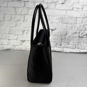 SAINT LAURENT サンローラン YSL 総柄 キャンバス ハンドバッグ 黒 A-13688