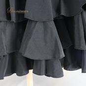 フラメンコ 衣装 ドレス ワンピース ブラック系 シルバー系 黒 シルバー 刺繍 フレコ フリンジ ボランテ フリル ダンス パーティ 発表会 踊り ダンス衣装 レディース