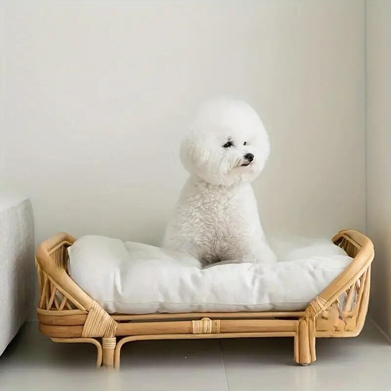 ペットベッド ペットソファ チェア クッション 犬 猫 ラタン