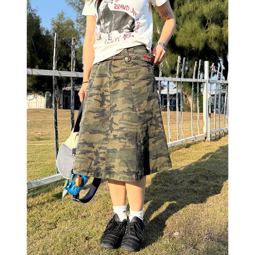 camouflage long skirt　迷彩ロングスカート　J2069