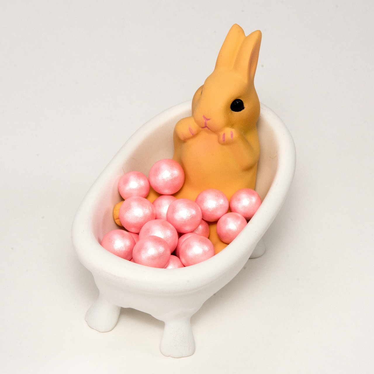 アロマ 幸せ 香る バスタイム アニマル うさぎ 香り玉 インテリア 猫足 バスタブ 香る置物 PH-2003