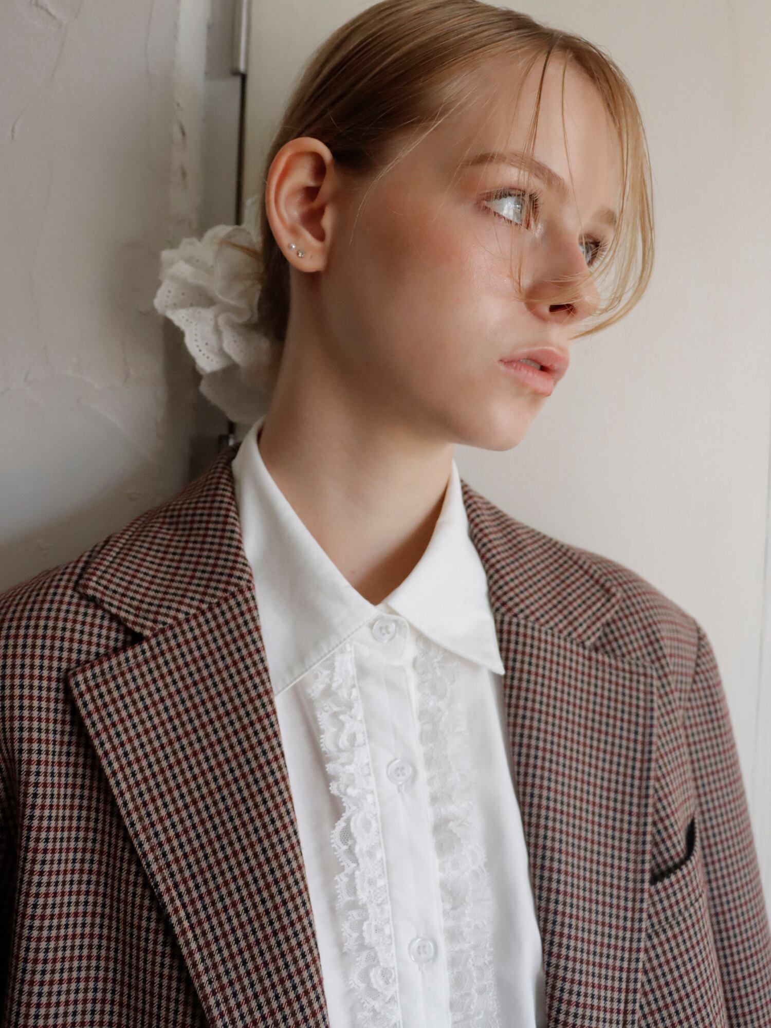 LACE TRIM SHIRTBLOUSE -WHITE- | mieya mieya