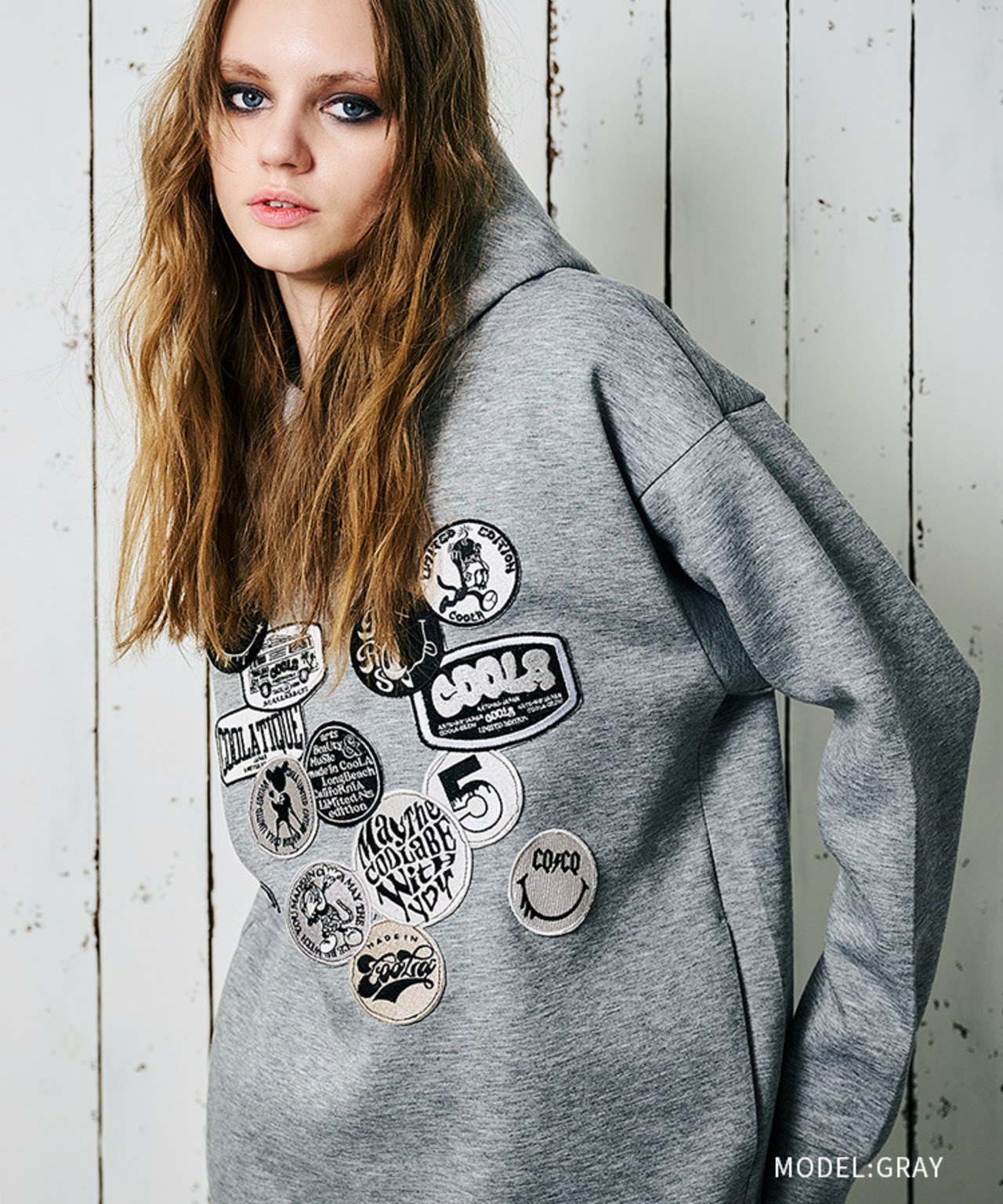 COOLAランダムパッチフーディー (GRAY)　CQ-47030
