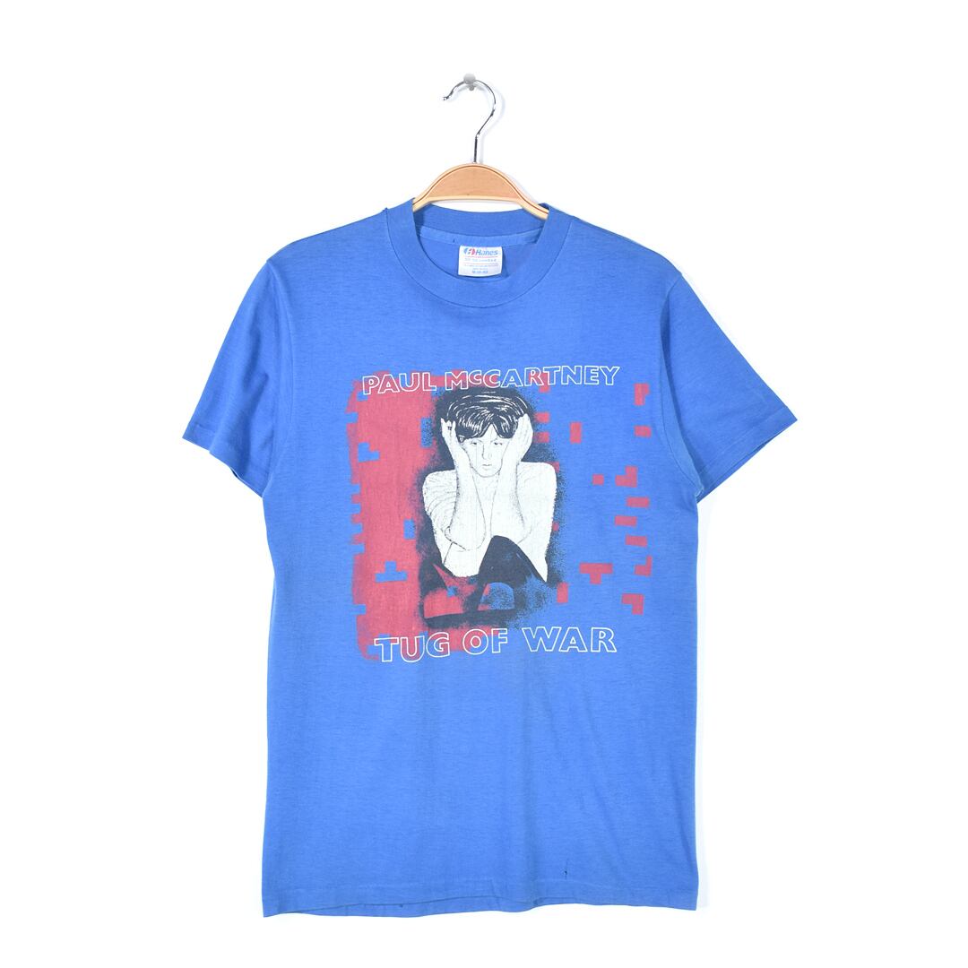 80s ポールマッカートニー TUG OF WAR ヴィンテージTシャツ バンドTシャツ PAUL McCARTNEY 青 サイズM 古着 @AAA1420