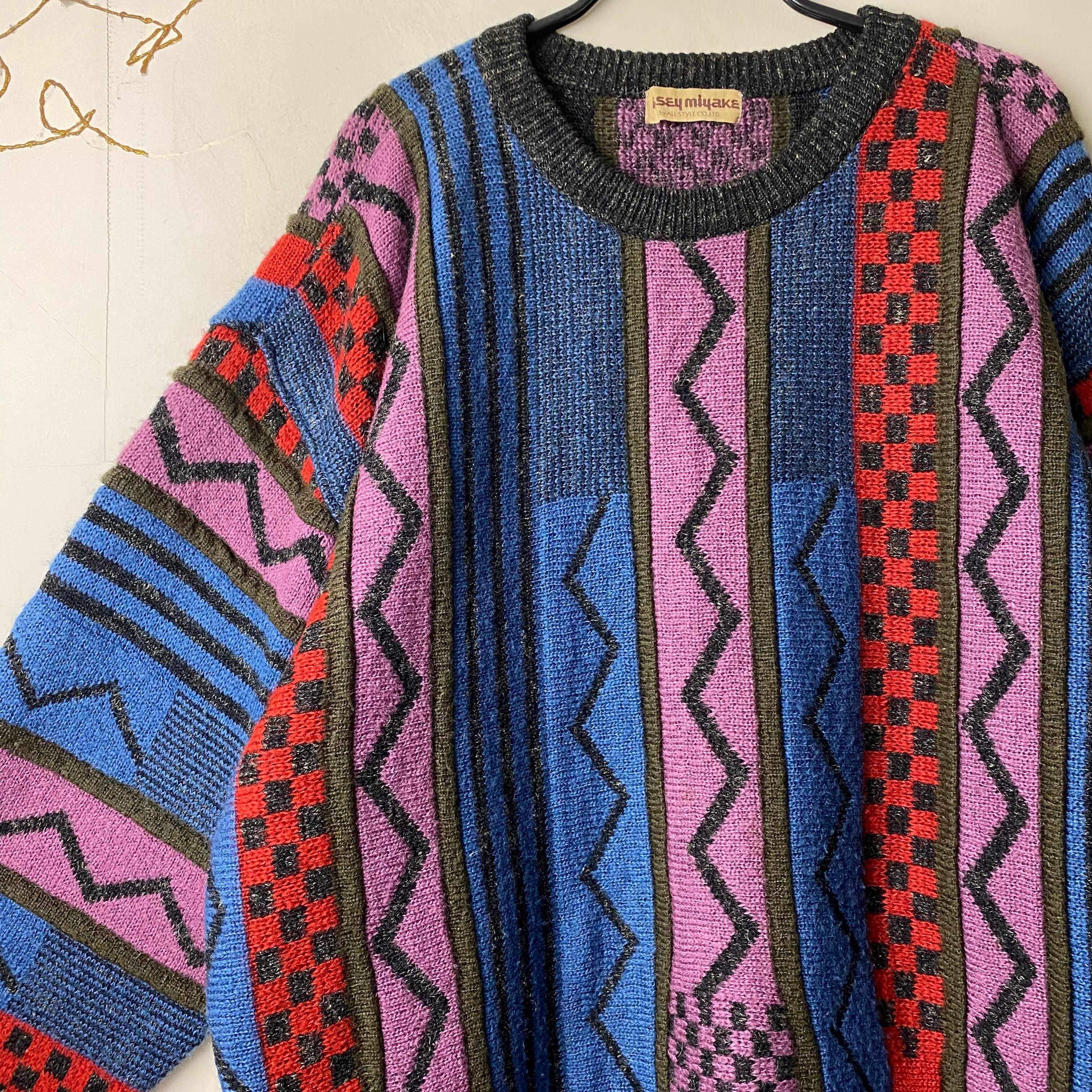 vintage ISSEY MIYAKE multicolor & pattern knit sweater | NOIR ONLINE