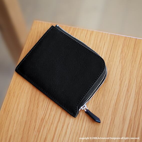 L型財布"Leatus"・ブラック×グレー[受注制作品]