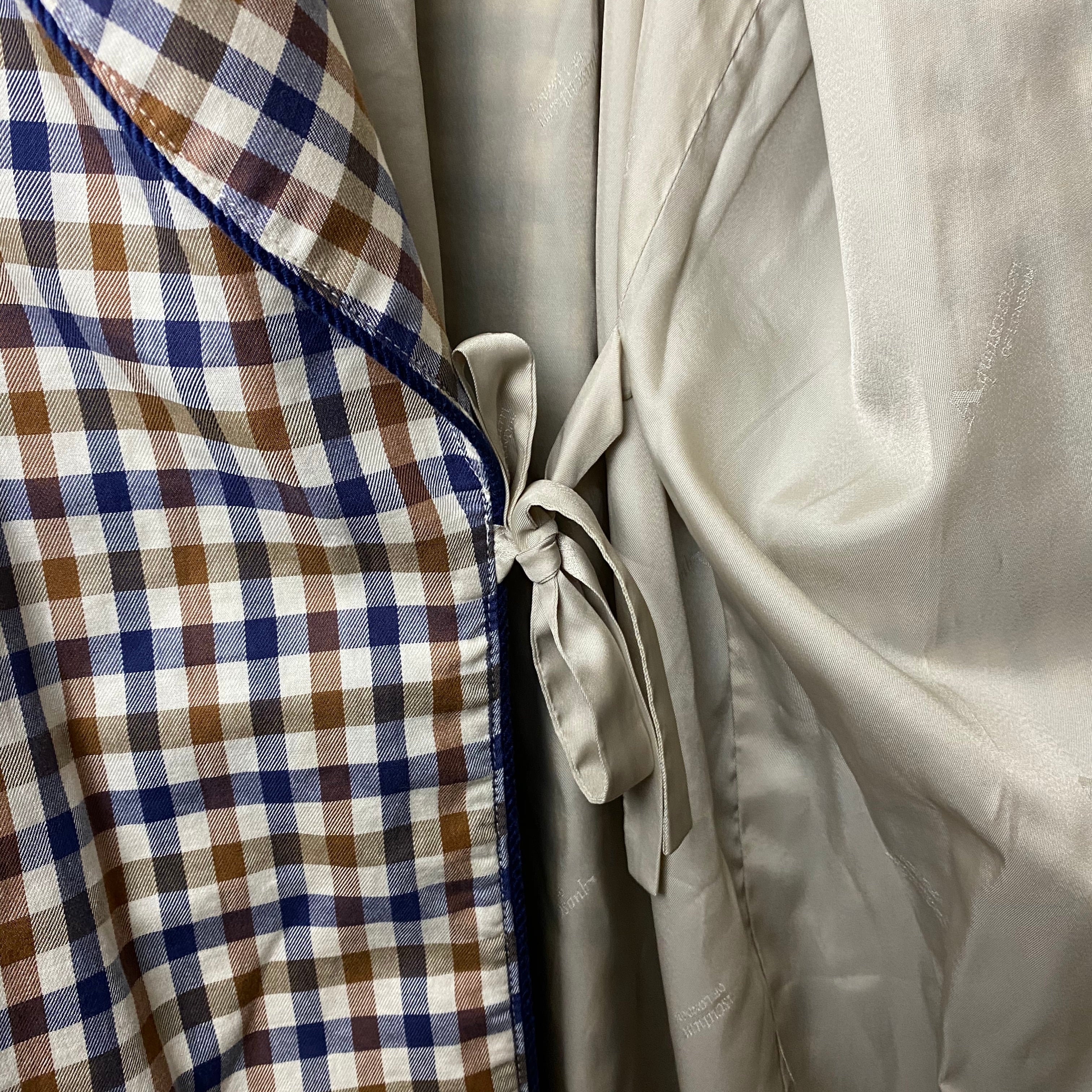 AQUASCUTUM gun club check pattern cotton gown coat | NOIR ONLINE