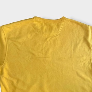 【champion】2XL ビッグシルエット オーバーサイズ ロゴ プリント スウェット トレーナー プルオーバー イエロー チャンピオン US古着