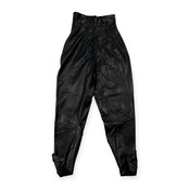 希少 レア GIANNI VERSACE ジャンニ ヴェルサーチ 裾巻きデザイン レザー パンツ サイズ 38 /レディース/本革/ブラック/ビンテージ
