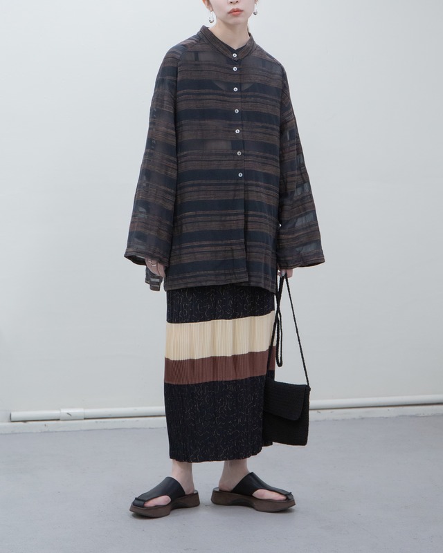 1980s-90s JAEGER - oversized stripe sheer shirt