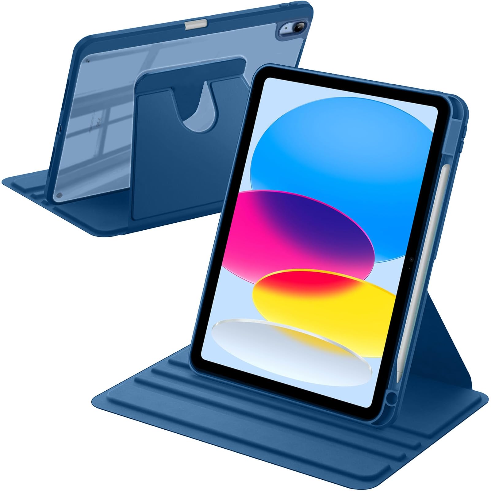 A-BEAUTY iPad (A16) 第11/10世代 (2025/2022) 用 回転ケースカバー, (ネイビー)