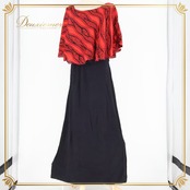 ハワイアンダンス 衣装 MakaMaka マカマカ ワンピース フラダンス ブラック系 レッド系 スリット ツーカラー 華やか 鮮やか 大人っぽい きれい 上品 シンプル 黒 赤 ハワイアン アロハ ハワイアンプリント フラ ダンス レッスン 練習 体型カバー