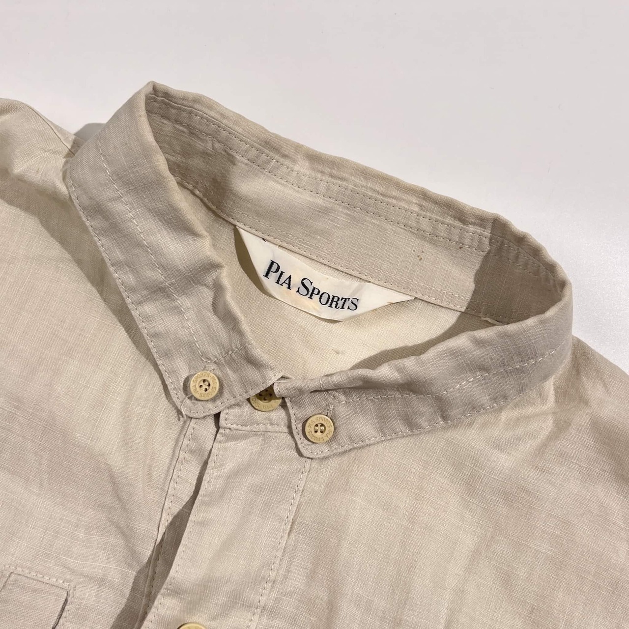 リネン混 PIA SPORTS ピアスポーツ BD ボタンダウン 長袖 プルオーバー シャツ 4/ベージュ系 メンズ